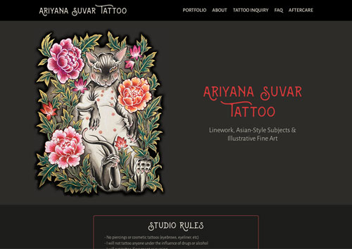 AriyanaSuvarTattoo.com - Screenshot